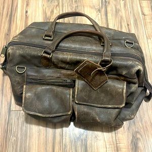 LL bean brown leather duffle